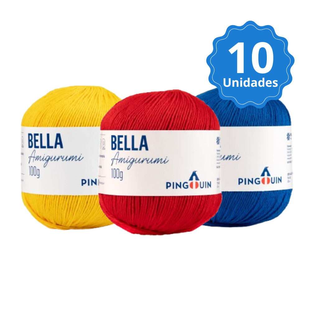 Kit 10 Fios Bella Amigurumi Pingouin 203m 100% Algodão Cores à Escolha Crochê