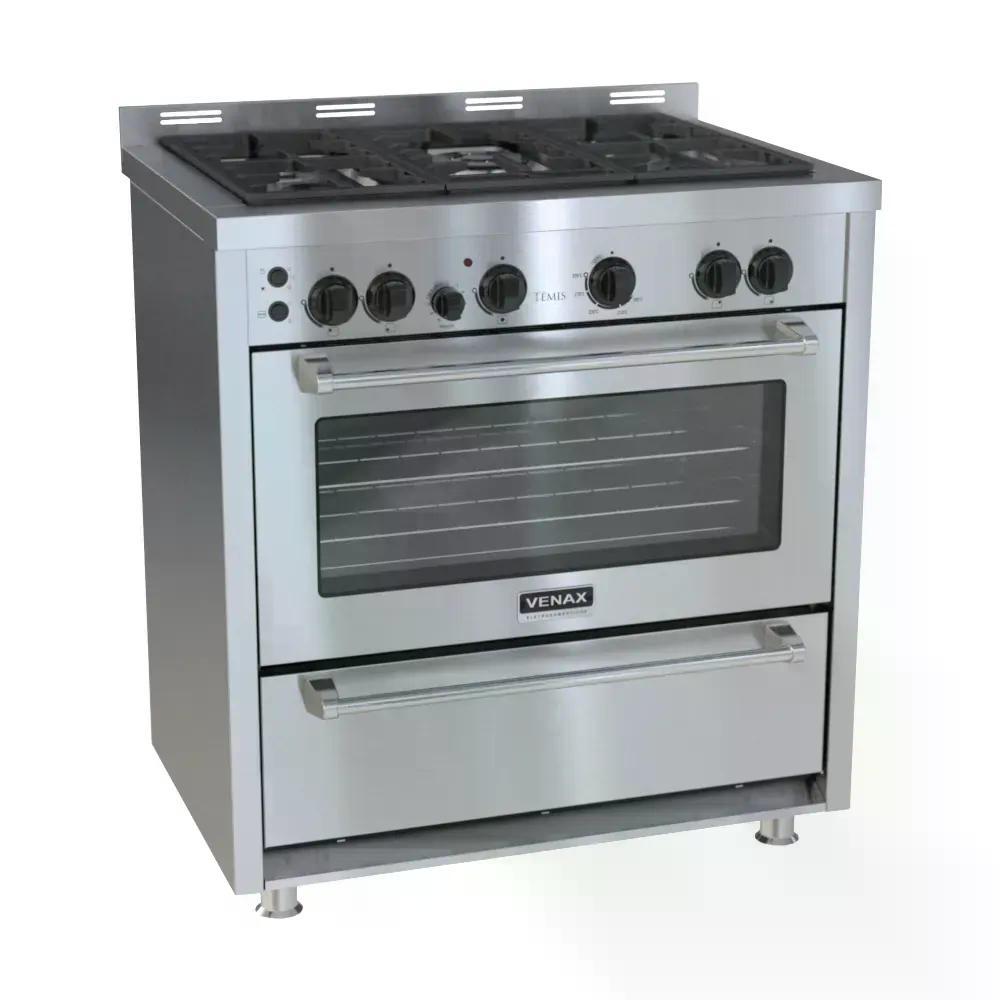 Fogão a Gás Venax Temis 5 Bocas, de Piso, Acendimento Automático, com Tripla Chama, Inox