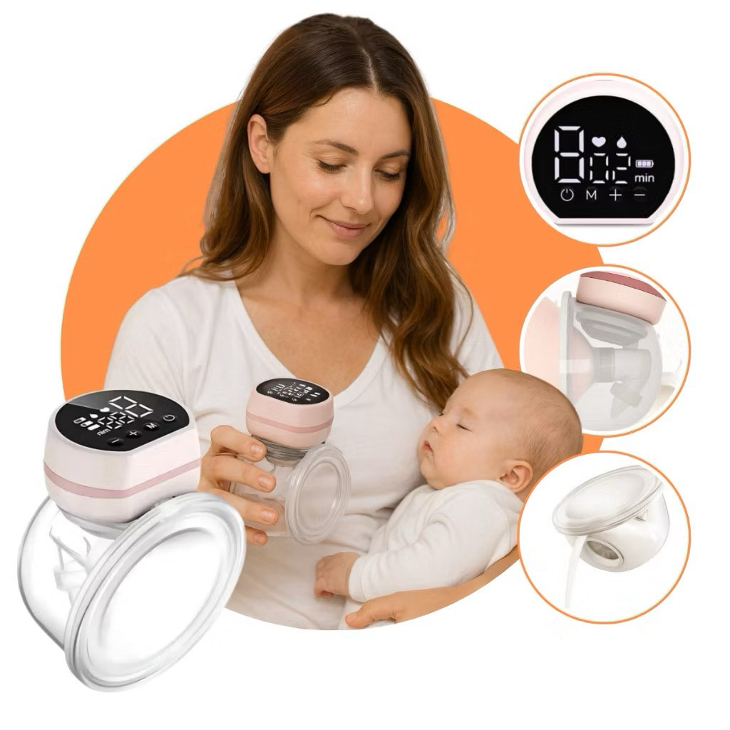 Bomba De Leite Elétrica Portátil Com Visor LED Para Sucção De Amamentação Bebê Recarregável