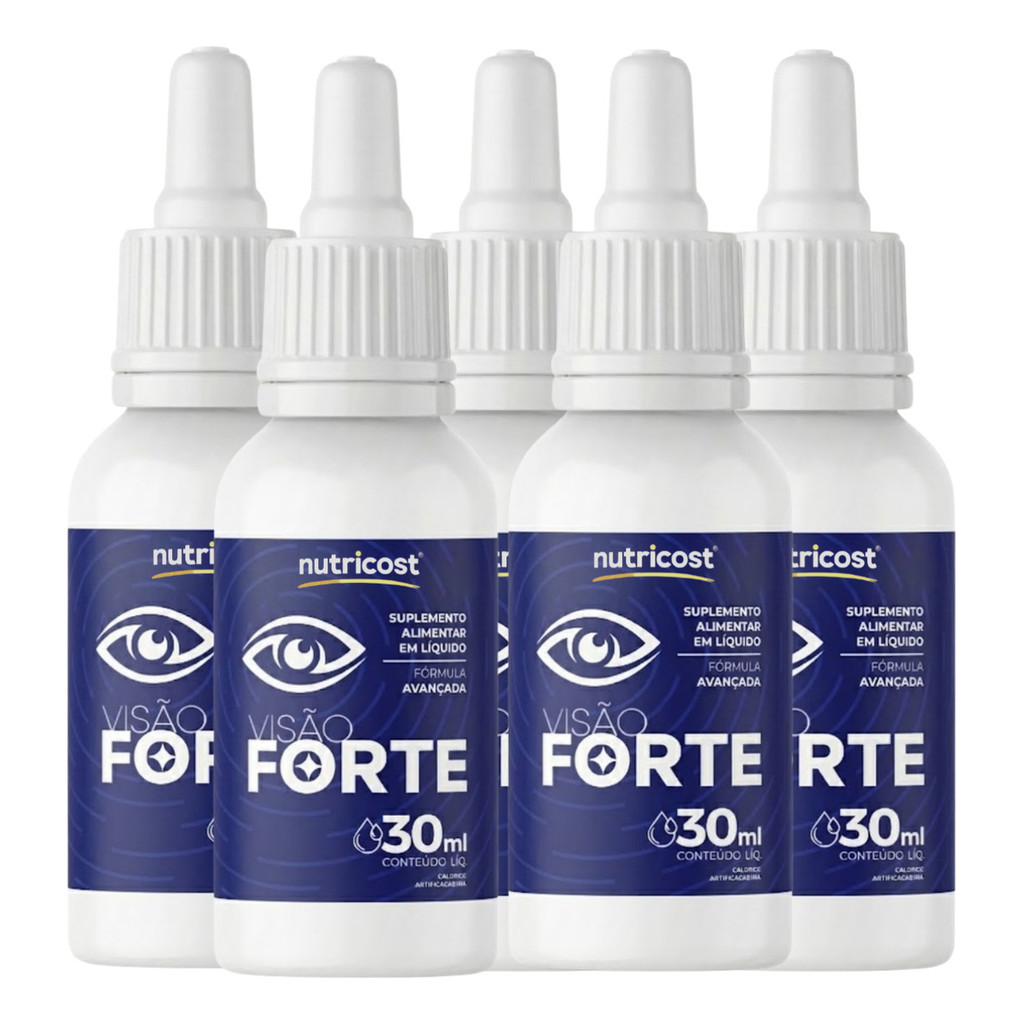Kit 5 Visão Forte 30ml Suplemento Alimentar Ocular Em Gotas  Laranja