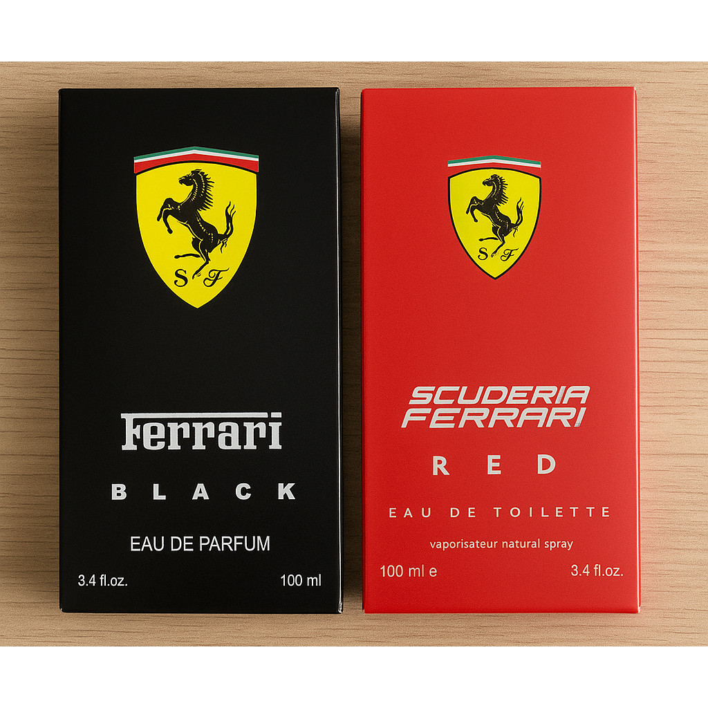 Kit 2 perfumes masculino 100ml cada Ferrari Black e Ferrari Red