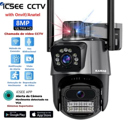 JL PROTEC 4K 8MP Câmera de Segurança 2 Lentes Com Audio e Microfone Câmera 360 Graus Wifi