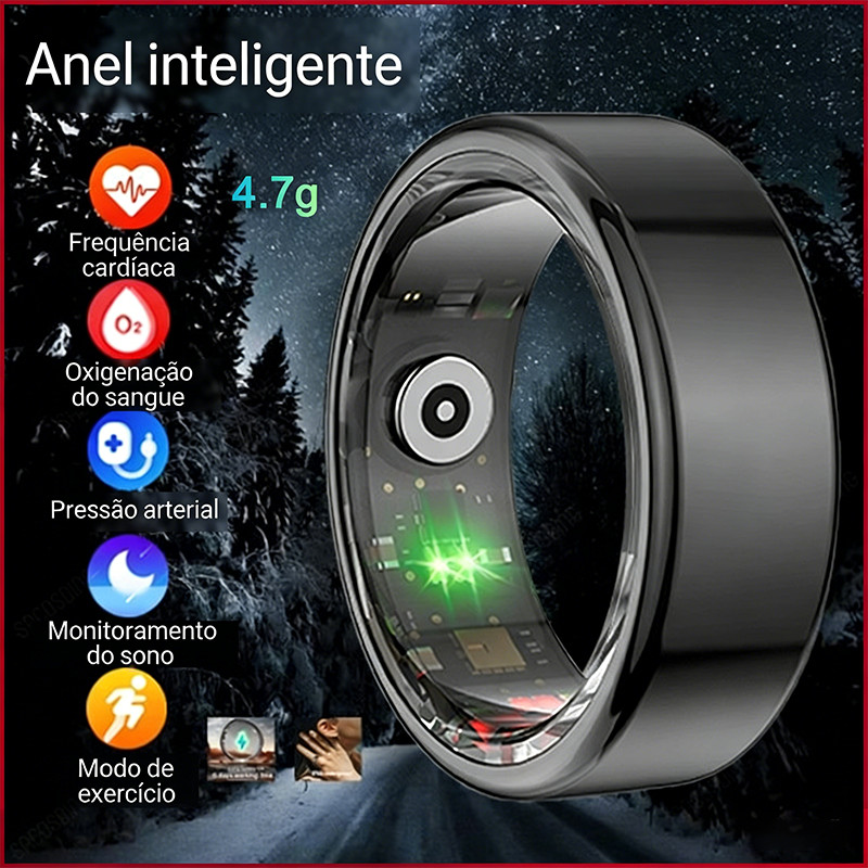 Anel Inteligente Smart Ring Monitor de Sono Oxigênio Sangue e Batimento Cardíaco À Prova D'água IP68 App Darings