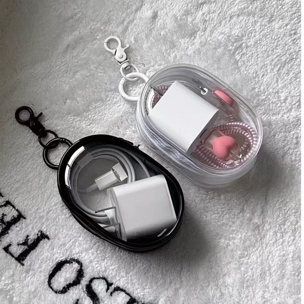 Mini Bolsa Portátil com Zíper Transparente e Estojo para Carregador, Fone de Ouvido e Acessório de Viagem em Oferta na Shopee