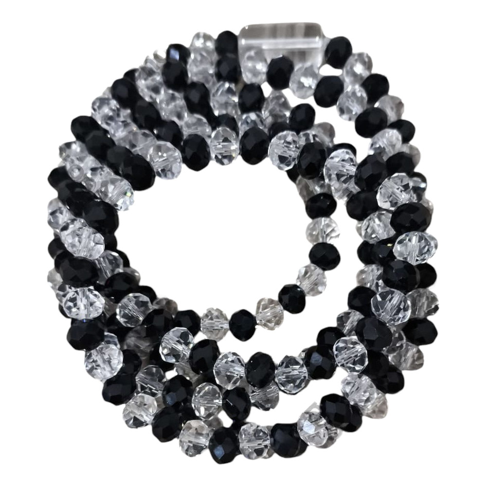 Kit Guia Preto Velho + Patuá Proteção Carro Cristal 8mm  Preto E Branco