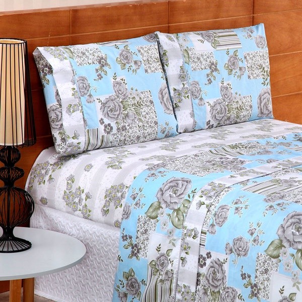 Jogo de Cama Queen 3 Peças Lençol Linha Charme Lindas Estampas Para Cama Box