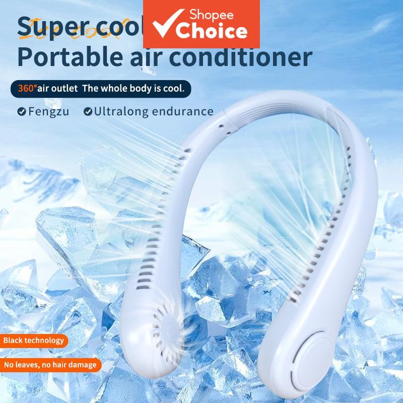 Fique Fresco E Confortável Com Este Ventilador De Pescoço Ajustável Recarregável USB De 3 Velocidades-Sem Lâmina