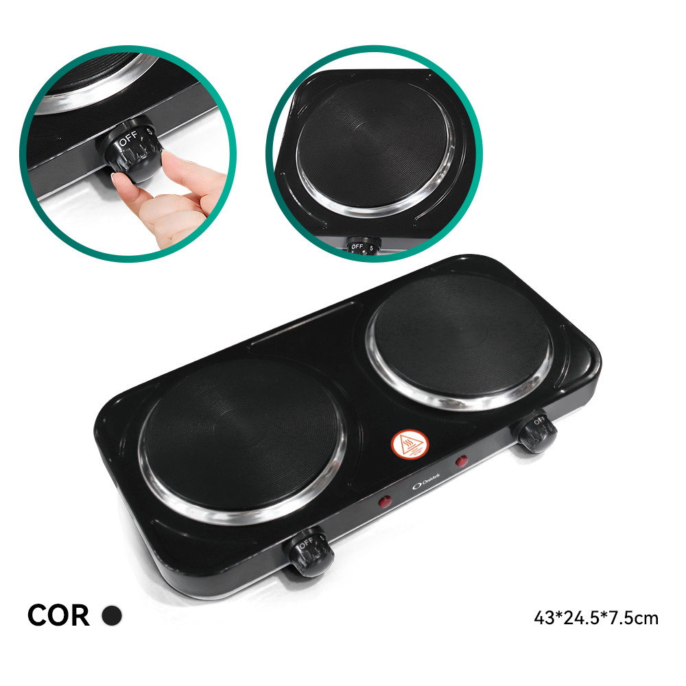 Fogão Elétrico ON 2 Bocas Portátil Preto 2000W Antiaderente Modelo ON-FE402 127V ou 220V em Oferta na Shopee