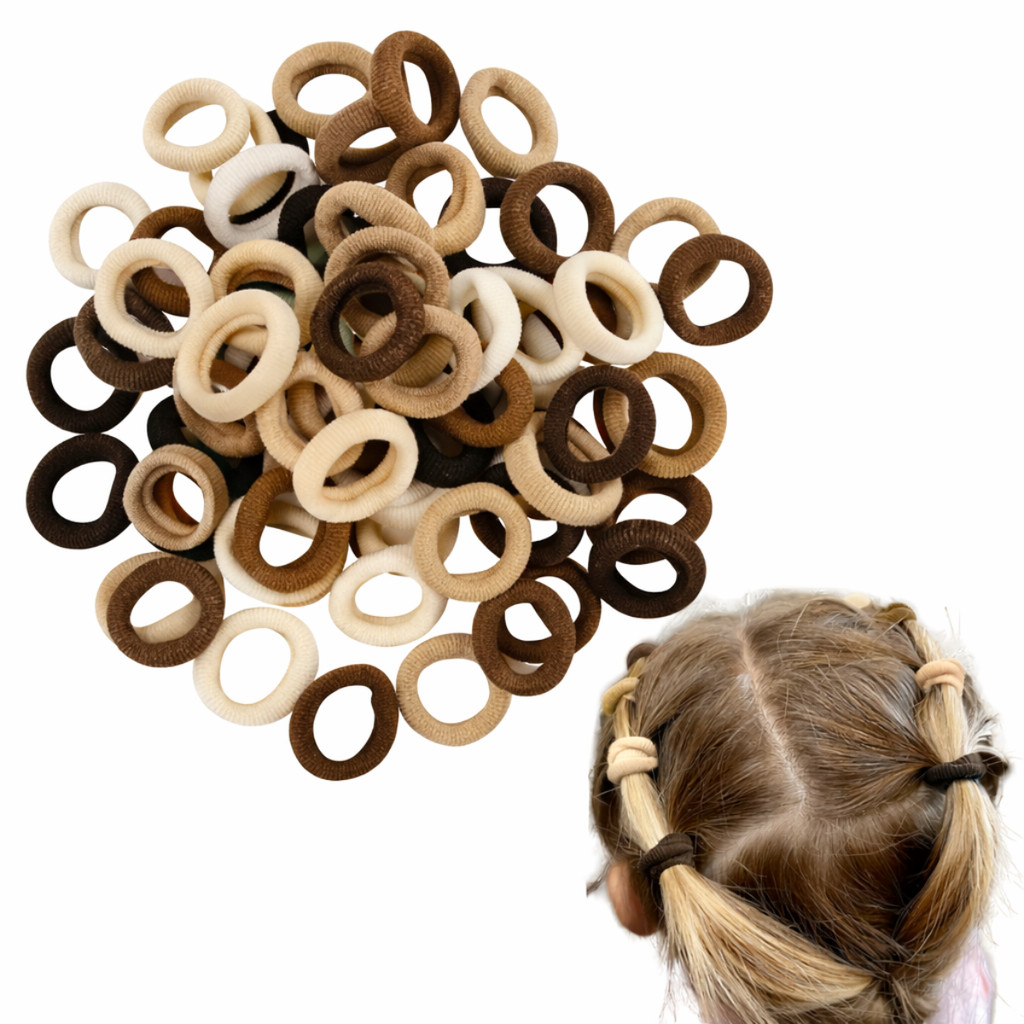Kit 100 Unidades Xuxinha Rabicó De Cabelo Pequeno Tons Marrons Penteado Infantil