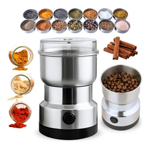 Moedor De Café Elétrico Multifuncional Inox Grãos Temperos 110v Prata