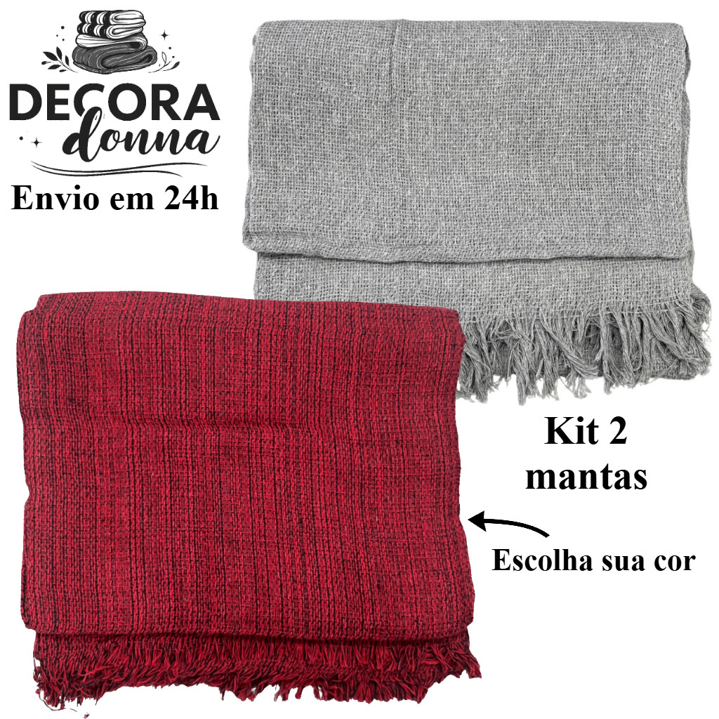 Kit 2 Mantas Para Sofá ou Cama Grande 210x120 Tipo Capa Protetora 100% Algodão Decorativa em Oferta na Shopee
