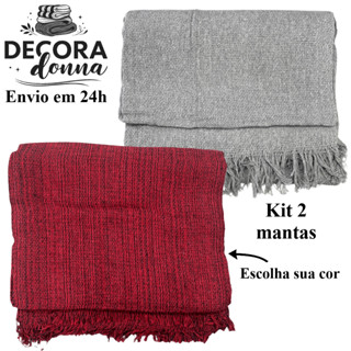 Kit 2 Mantas Para Sofá ou Cama Grande 210x120 Tipo Capa Protetora 100% Algodão Decorativa em Oferta na Shopee