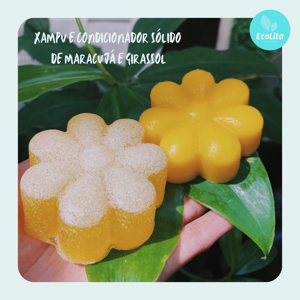 Xampu e Condicionador Sólidos Maracujá & Girassol | Hidratação + Controle de Oleosidade | Vegano & Ecológico em Oferta na Shopee