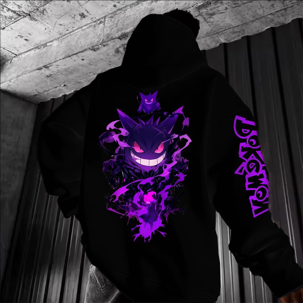 Blusa Moletom Canguru gengar fantasma pokemon Feminino Masculino Flanelado Unissex Inverno Algodao