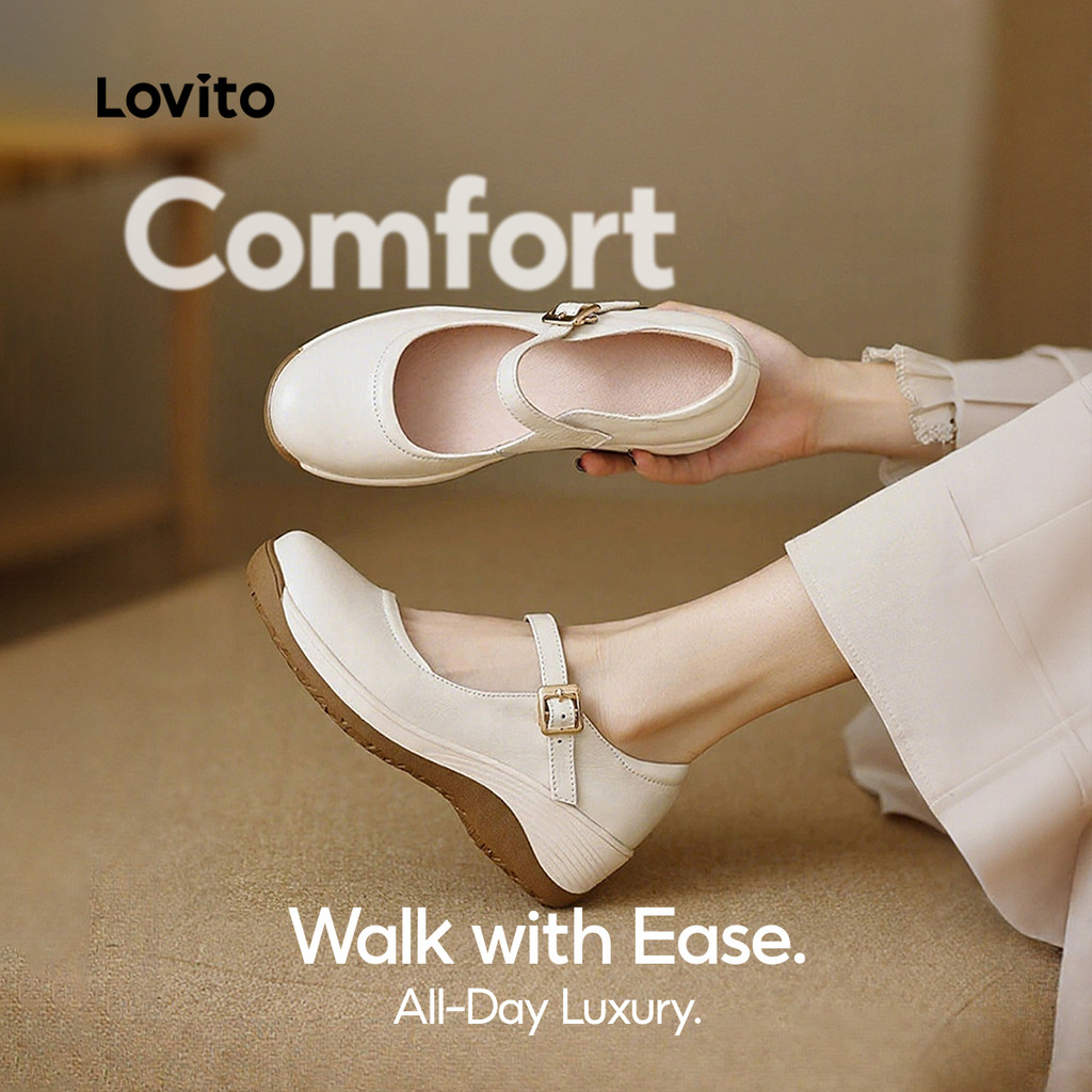 Lovito  Mary Janes Casuais para mulheres. LFAS6020 em Oferta na Shopee