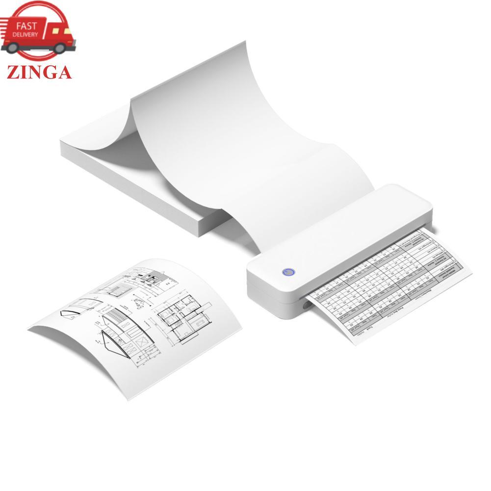 Zinga Impressora térmica A4 Bluetooth USB portátil foto 203 dpi para imagens Papel de exame com ajustável 56 mm / 77 mm