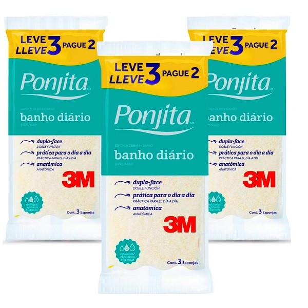 Kit com 9 Esponja de Banho Diario Ponjita Amarela