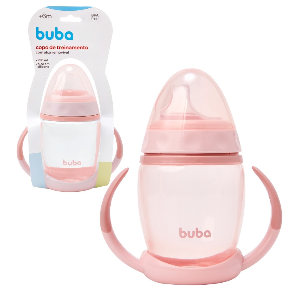 Copo Infantil Rosa com Alça Removível 22343 - Buba