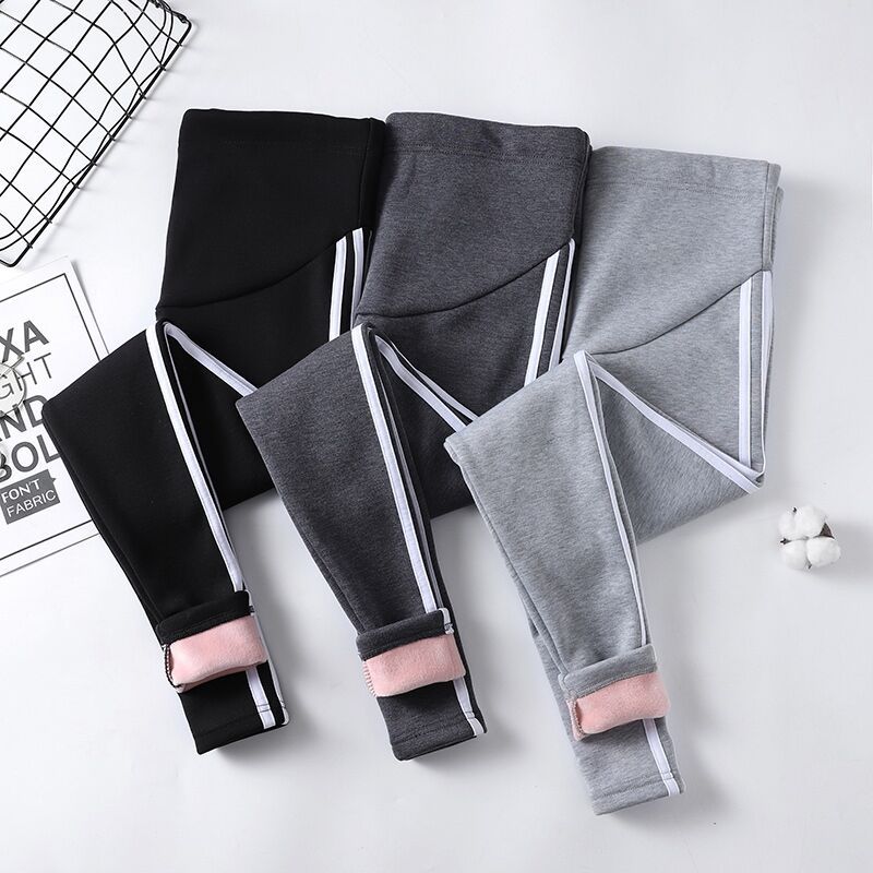 Calças de maternidade outono inverno roupas mais veludo grávida exterior usar calças algodão prata raposa veludo Super e