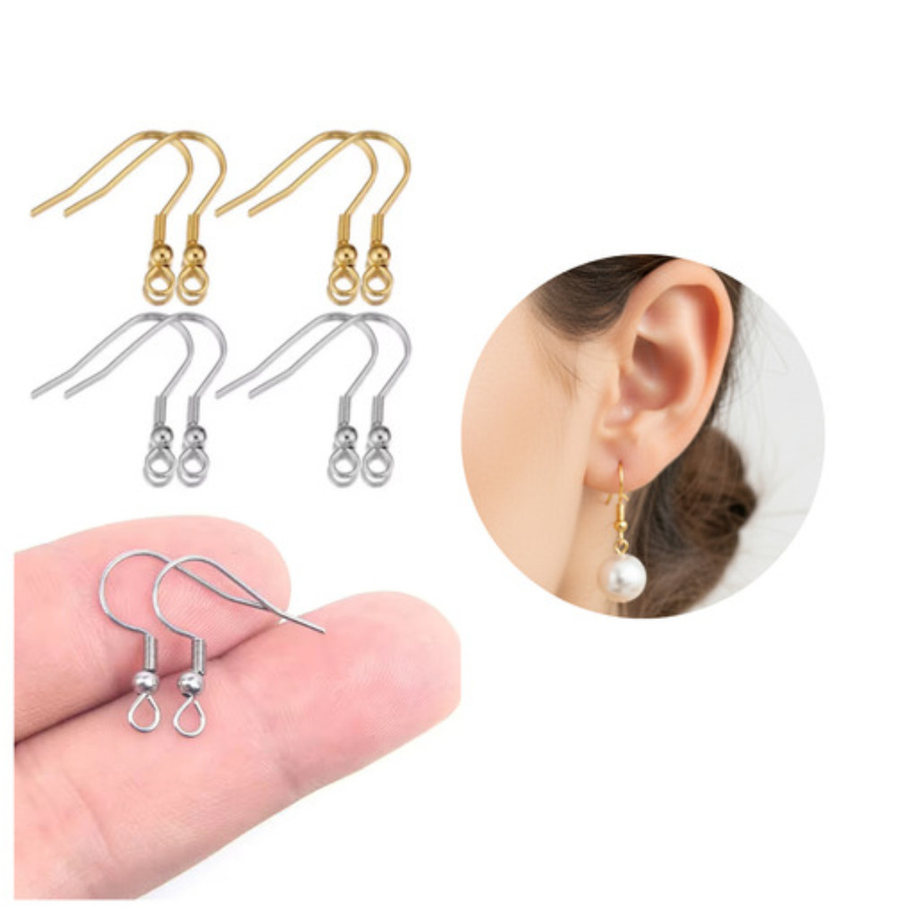 Base P/ Brinco Gancho Anzol - Prata (50pcs) + Dourada (50pcs) Total 100 Pçs Base de brinco em Ferro Bruto Artesanato DIY
