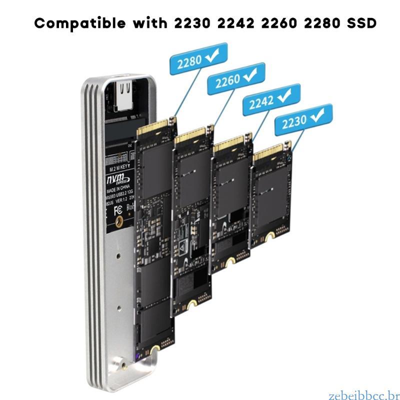 zebeibbcbr Caixa Unidade Disco Sólido Suporte NVME Usb3 2 Tipo-C 20 Gbps SSD Gabinete Rígido Móvel JMS583 C