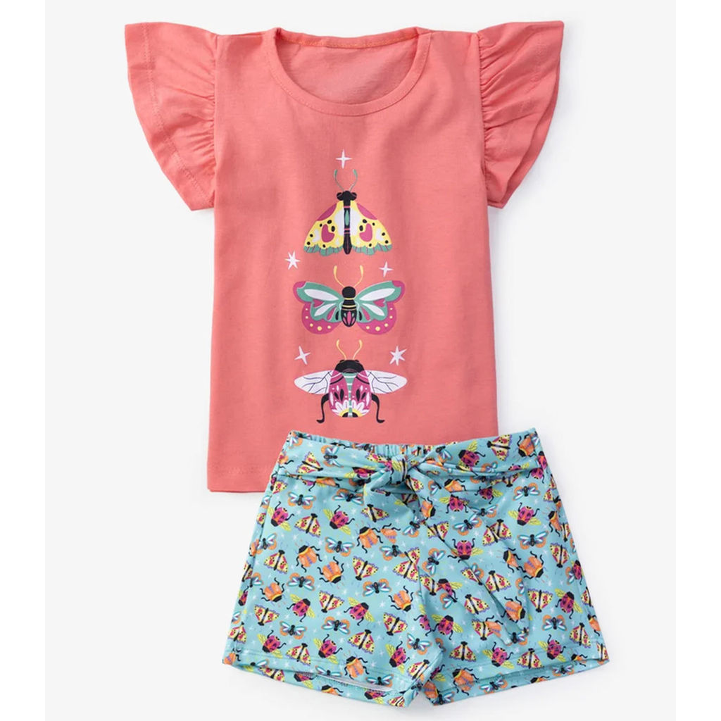 Conjunto Infantil Menina Blusa Com Shorts Select Laranja