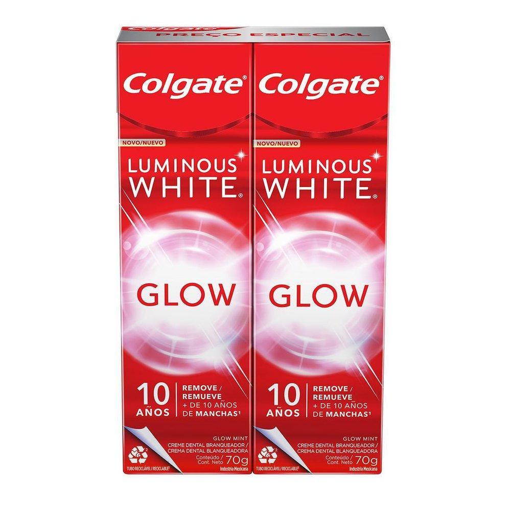 CREME DENTAL COLGATE LUMINOUS WHITE COM 2X70GR GLOW ESPECIAL