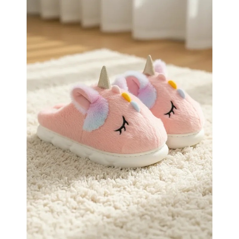 Pantufa Unicórnio Peluciada Confortável Macia Quente Adulto