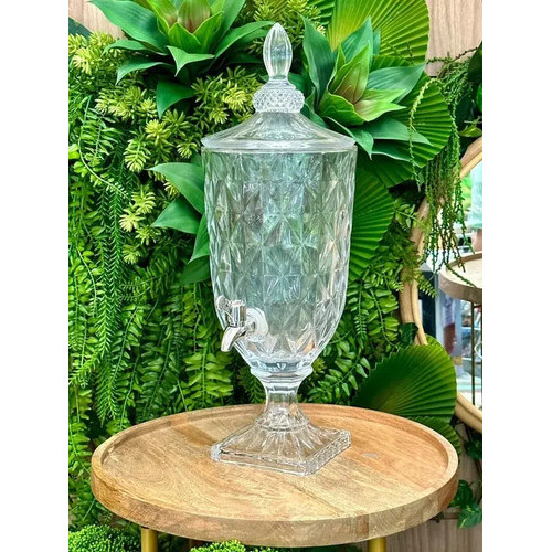 Suqueira Jarra De Vidro Cristal 4 Litros Diamond Dispenser Com Torneira E Tampa Água Suco