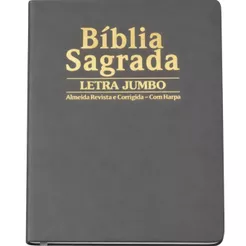 Biblia Sagrada | Letra Jumbo | ARC com Harpa | Palavras de Jesus em Vermelho | Luxo Cinza