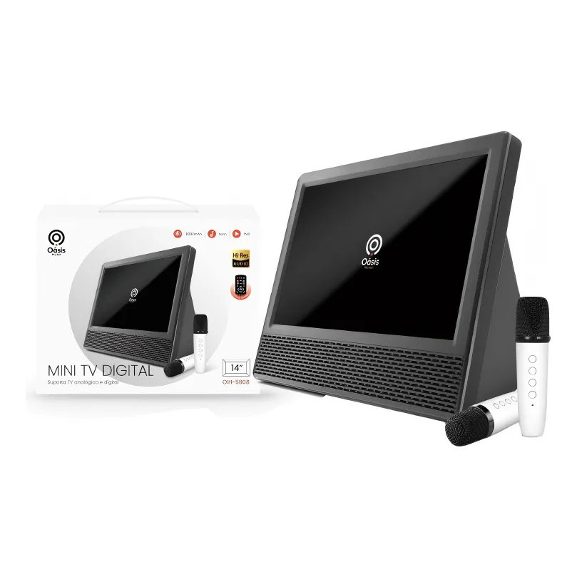 Tv Portátil Digital 14 Polegadas Led Hd Usb Hdmi C/microfone