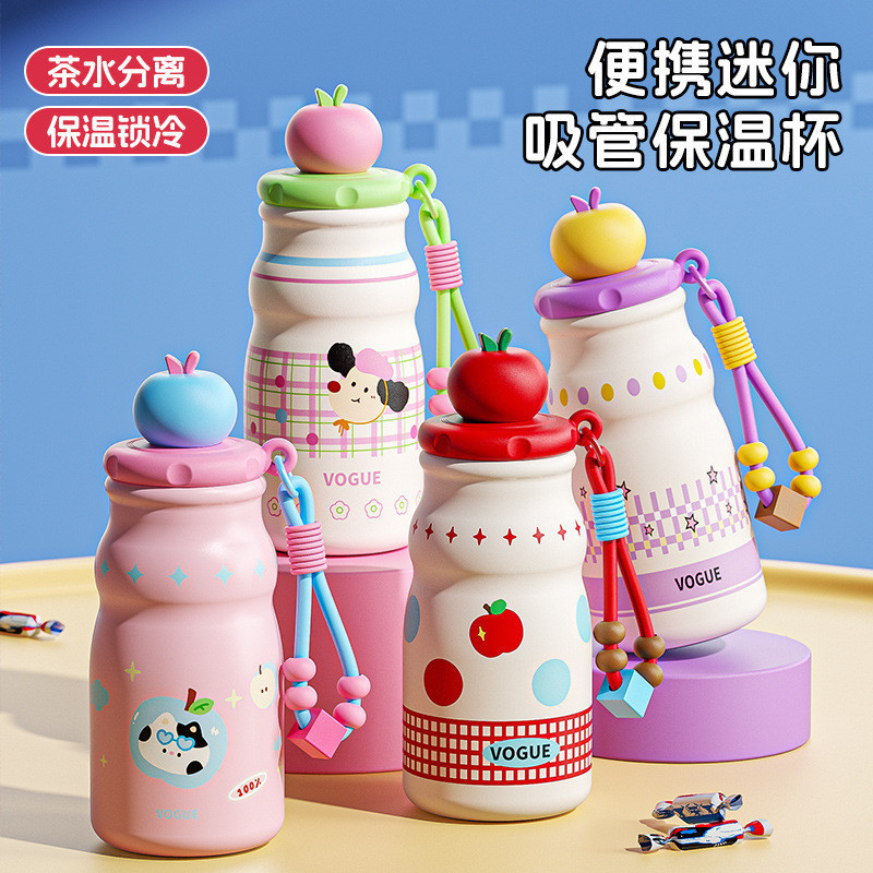 500ML Garrafa Térmica Infantil Fofa com Canudo Portátil à Prova de Vazamento Copo Água Criança