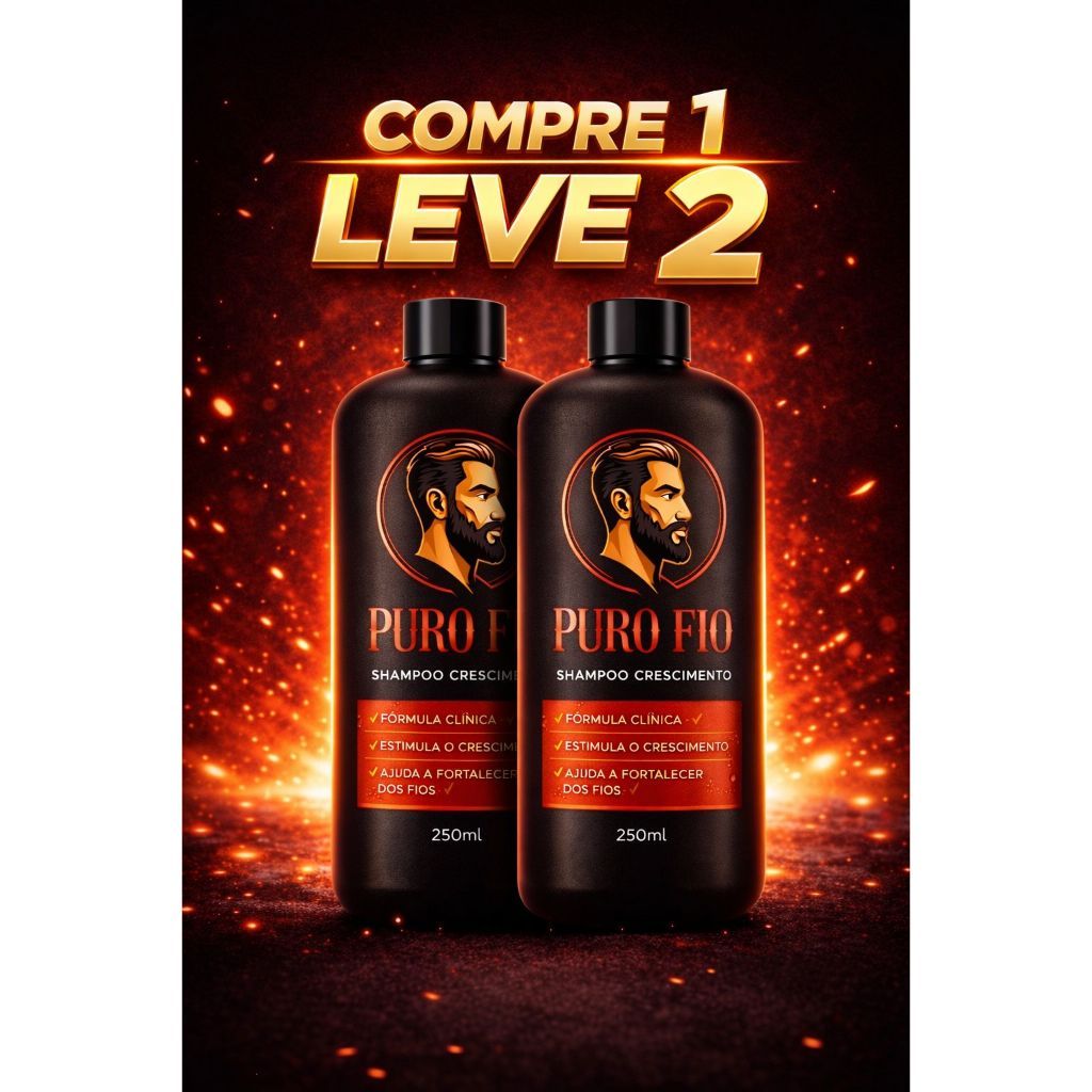 kit 2 Shampoo crescimento Fortalecedor Puro Fio | Combate Queda e Falhas | 250ml | Envio imediato