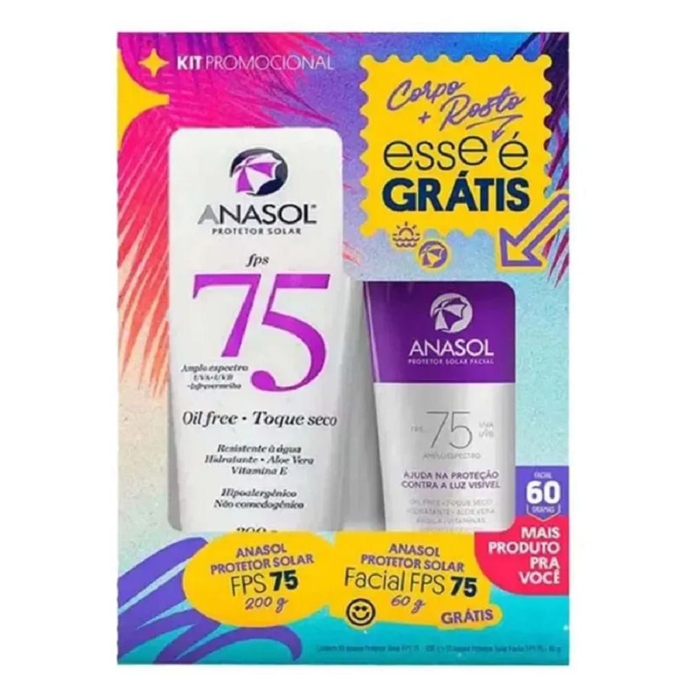 Kit Protetor Solar Anasol Fps75 200g + Protetor Solar Facial Fps75 60g