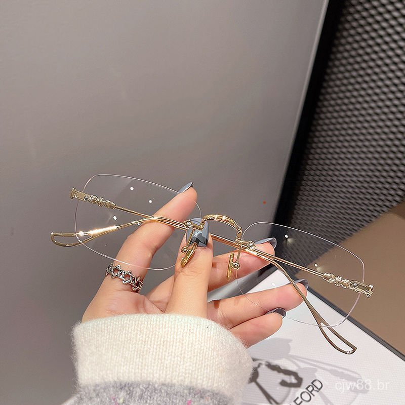 Óculos unissex sem armação anti-radiação e anti-luz azul, óculos de computador sem armação com lentes degradê.