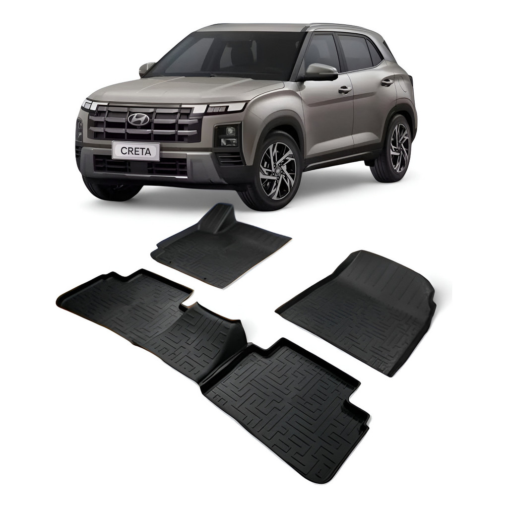 Tapete Bandeja Hyundai Creta 2021 2022 2023 2024 2025 2026 TPE Borda Alta Antiderrapante Jogo 5 Peças Preto