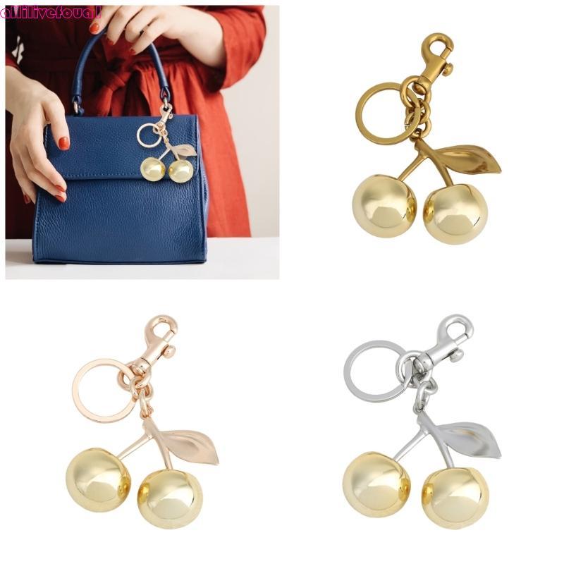 allilivefoua1 Chaveiro Feito À Mão Elegante Pingente Cerejas Elegantes Para Acessório Moderno Diário Casua