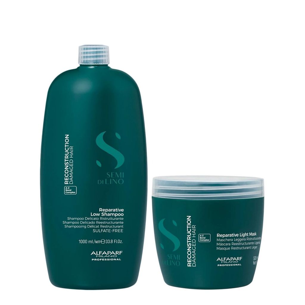 Kit Alfaparf Semi Di Lino Reconstruction - Shampoo 1L +  Máscara Suave 500ml