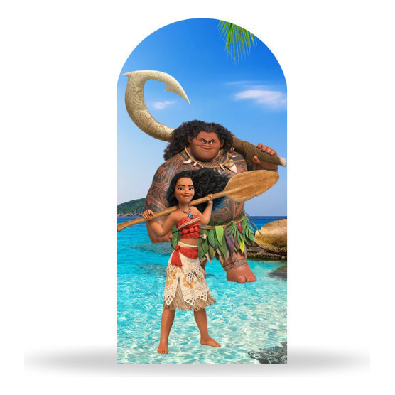 Painel De Festa Vertical Romano Moana Em Tecido Sublimado