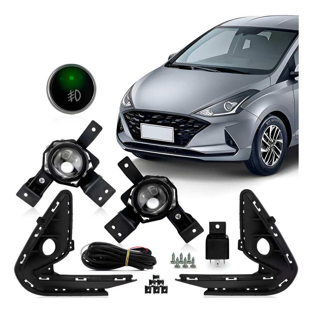 Kit Farol Milha Hb20 2020 2021 2022 Botão Universal Touch