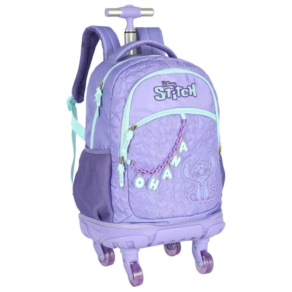 Mochila Rodinha 360 Premium Infantil Stitch Angel Luxcel Lilás