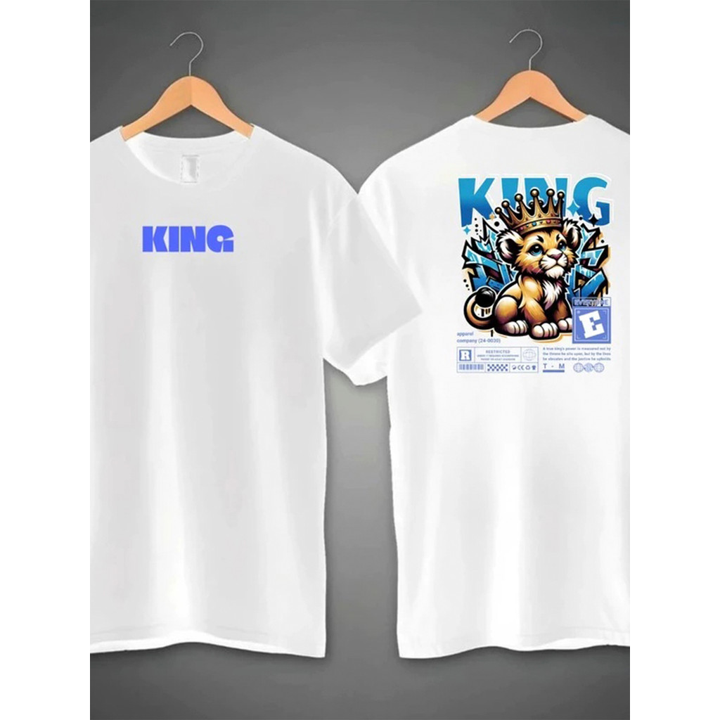 Camiseta Masculina Academia King Leão Lançamento 100% algodão Unissex Plus Size Oversized Premium - Estampaê