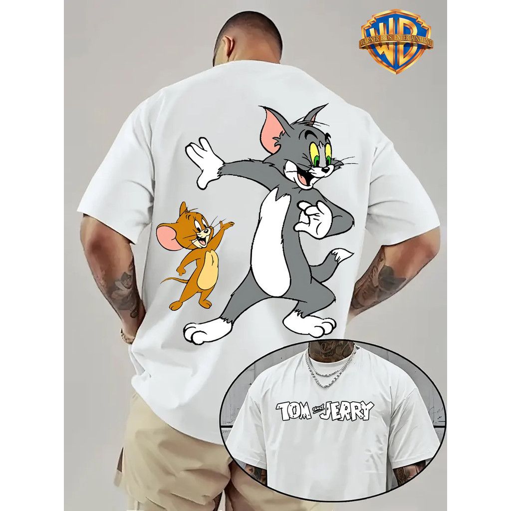 Camiseta Unissex Estampa Tom e Jerry, camiseta casual de verão em Oferta na Shopee