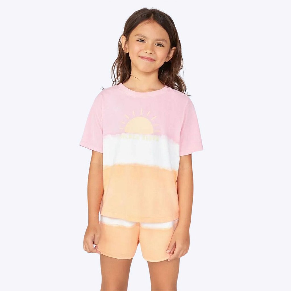 Blusa Manga Curta Estampa Colorida Dip Dye Infantil Menina Hering Kids 5Dq11aen