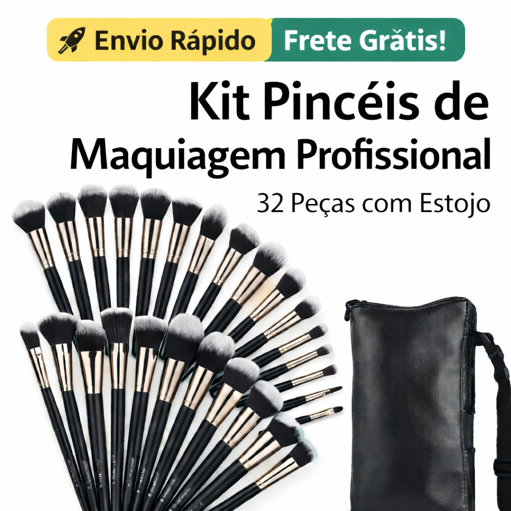 Kit 32 Peças Conjunto De Pincéis De Maquiagem Pó Sombra Delineador Lábios com estojo Real Perfection