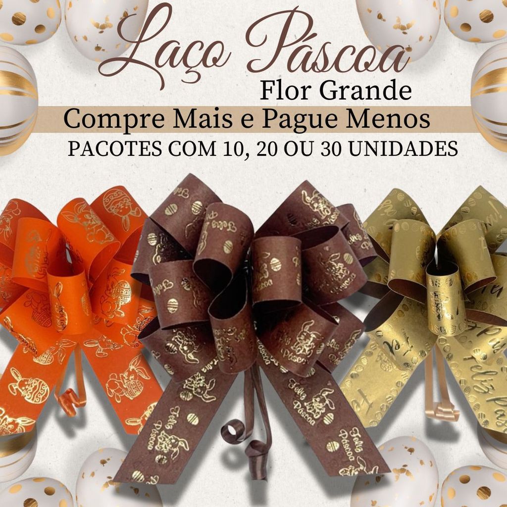 Laços Prontos Para Presente e Embalagem Laço Páscoa Flor Grande 10 Unidades em Oferta na Shopee