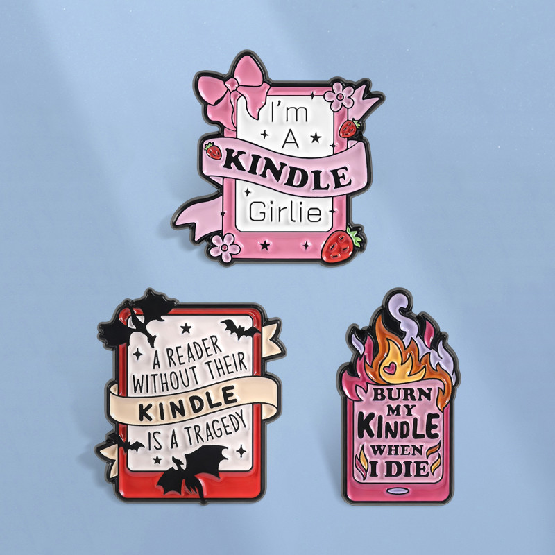 Kindle Leitor Fita Livro Esmalte Pino Dos Desenhos Animados Amante Broche Emblemas Mochila Acessórios Presentes Para Ami em Oferta na Shopee