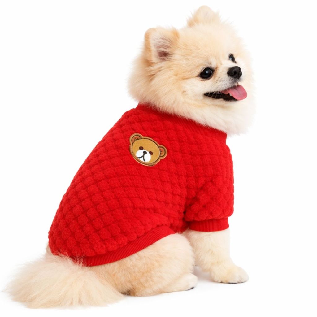 Roupa de Cachorro Suéter Quente Bordado Roupinha Pequeno Textura Moletom