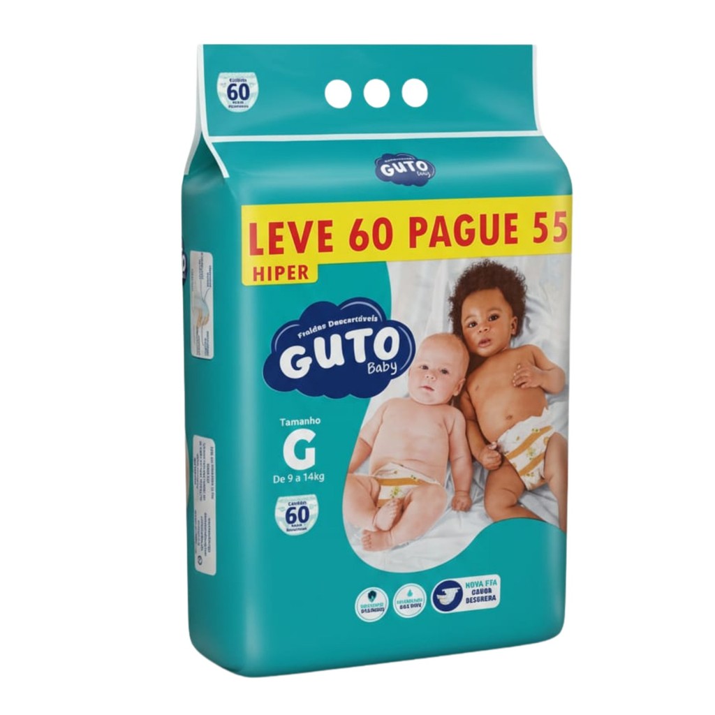 Fralda Infantil Guto Baby Hiper G 60 Unidades - Entrega Rápida em Oferta na Shopee