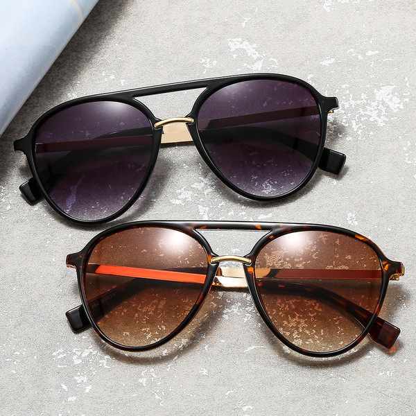 oculos de sol masculino Europeu americano moda Metal duplo feixe quadro óculos de sol Retro sapo masculino óculos de sol